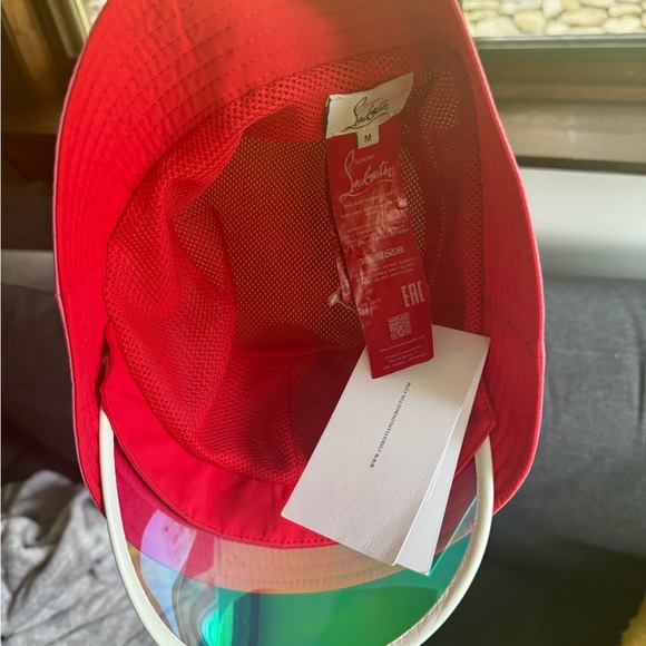 Christian Louboutin NWT Bobiviz Medium green pink white bucket hat w/ visor - Picture 3 of 8
